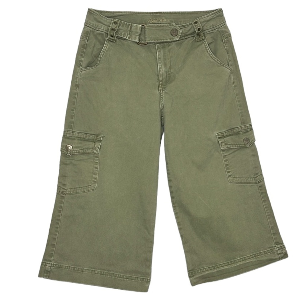 KikIt Jeans Vintage Y2K Womens 8 Cropped Wide Leg Cargo Pants Green Gorpcore